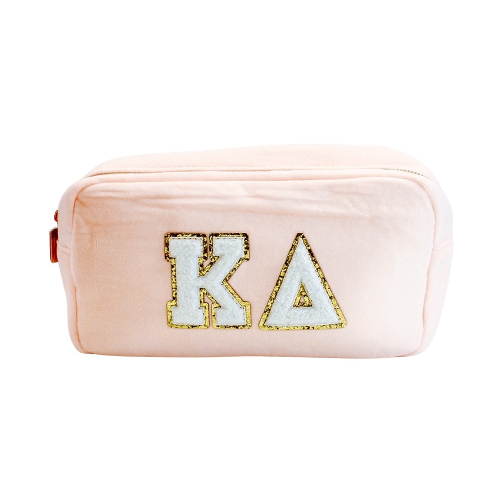 NEW KAPPA DELTA Peach  Duo Cosmetic Bag with Embroidered Accents